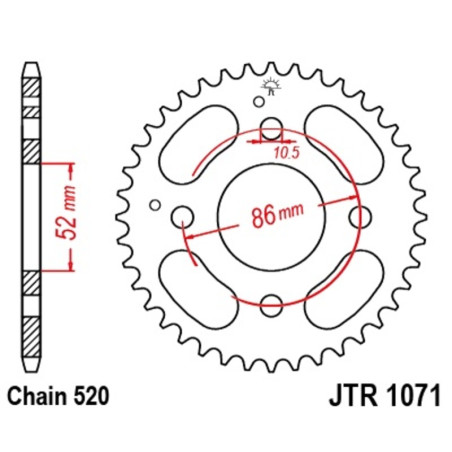JT SPROCKETS Kettenrad Stahl 30 Zähne, Teilung 520 für KYMCO MXU 150, MXU 50 2005-2017