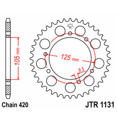 Couronne acier JT SPROCKETS pas 420 pour RIEJU MRT 50, GILERA RCR 50, APRILIA RX 50 et YAMAHA DT 50 de 1995 à 2026