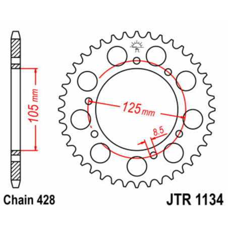 JT SPROCKETS Kettenrad Stahl Teilung 428 für DERBI SENDA 125 SM, HM CRE 50 BAJA, RIEJU TANGO 125 und VENT BAJA 50 2003-2025
