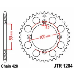 Corona de acero JT SPROCKETS 50 dientes, paso 428 para HONDA CRF 100, CRF 125, XR 100 de 1985 a 2027