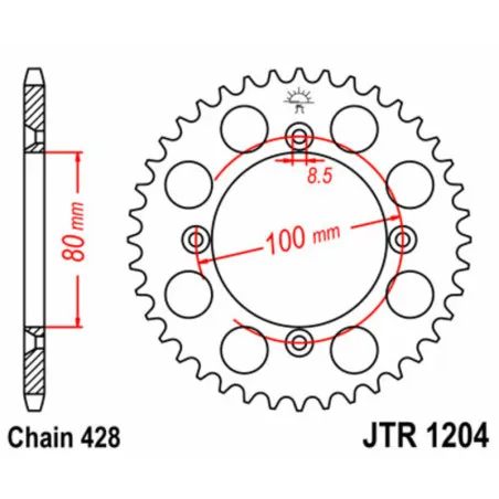 Corona de acero JT SPROCKETS 50 dientes, paso 428 para HONDA CRF 100, CRF 125, XR 100 de 1985 a 2027