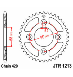 JT SPROCKETS Kettenrad Stahl 37 Zähne, Teilung 420 für HONDA CRF 50, XR 50 2000-2024