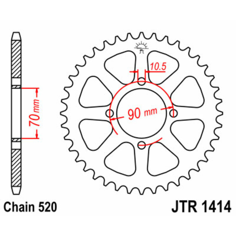 Couronne acier JT SPROCKETS 43 dents, pas 520 pour KAWASAKI KEF 300 LAKOTA 2WD, KEF 300 LAKOTA SPORT 2WD, KSF 250 MOJAVE 2WD