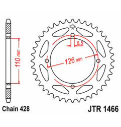 JT SPROCKETS steel rear sprocket 47T, 428 pitch for KAWASAKI KLX 125, KX 65 and SUZUKI RM 65 2000-2027