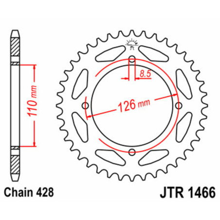 Couronne acier JT SPROCKETS 47 dents, pas 428 pour KAWASAKI KLX 125, KX 65 et SUZUKI RM 65 de 2000 à 2027