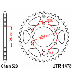 JT SPROCKETS steel rear sprocket 520 pitch for POLARIS SCRAMBLER 250, SCRAMBLER 500, TRAIL BLAZER 250, TRAIL BOSS 250 1985-2014