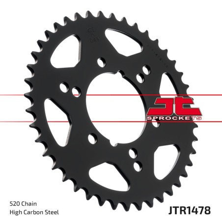 Couronne acier JT SPROCKETS pas 520 pour POLARIS SCRAMBLER 250, SCRAMBLER 500, TRAIL BLAZER 250, TRAIL BOSS 250, TRAIL BOSS 330