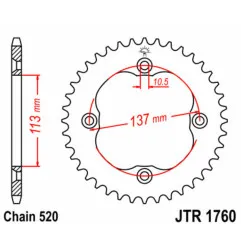 JT SPROCKETS steel rear sprocket 520 pitch for SUZUKI LT-R 450 QUADRACER 2WD, LTZ 400 2006-2018