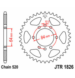 Corona de acero JT SPROCKETS paso 520 para SUZUKI LT 250 QUADRACER 2WD, LT-F 160 QUADRUNNER 2WD, LTZ 400 y KAWASAKI KFX 400