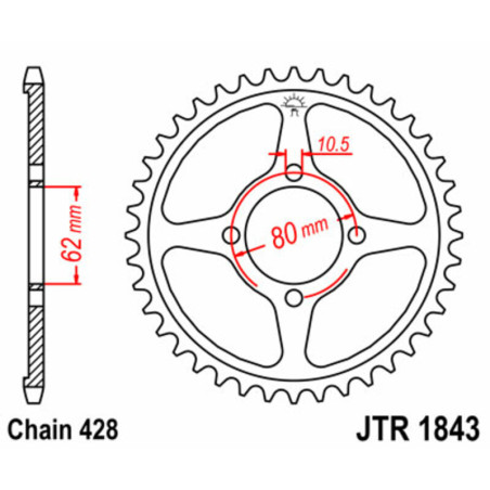 JT SPROCKETS Kettenrad Stahl Teilung 428 für YAMAHA TTR 125 2002-2022