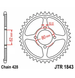 Couronne acier JT SPROCKETS pas 428 pour YAMAHA TTR 125 de 2002 à 2022