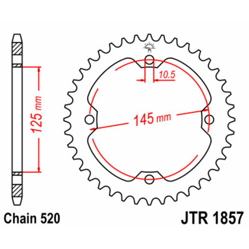 JT SPROCKETS Kettenrad Stahl Teilung 520 für YAMAHA XT 600, YFM 250 RAPTOR 2WD, YFM 350 RAPTOR 2WD, YFM 700 RAPTOR 2WD, YFZ 450