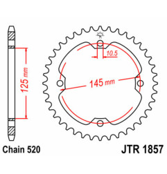 Couronne acier JT SPROCKETS pas 520 pour YAMAHA XT 600, YFM 250 RAPTOR 2WD, YFM 350 RAPTOR 2WD, YFM 700 RAPTOR 2WD, YFZ 450