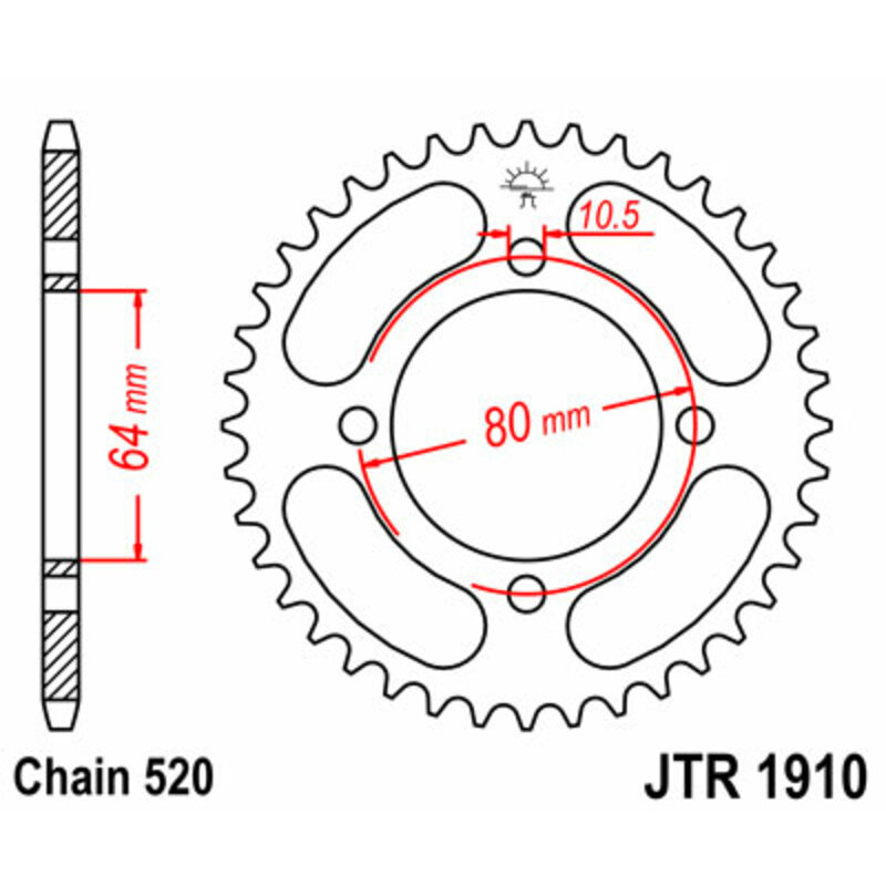 JT SPROCKETS steel rear sprocket 32T, 520 pitch for YAMAHA YFM 125 GRIZZLY 2WD and AEON OVERLAND 180 2002-2011 JT SPROCKETS steel rear sprocket 32T, 520 pitch for YAMAHA YFM 125 GRIZZLY 2WD and AEON OVERLAND 180 2002-2011