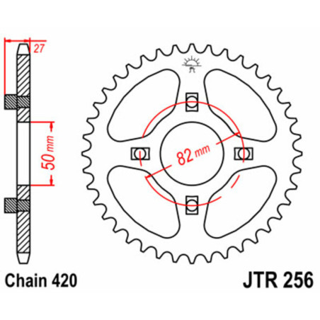 Couronne acier JT SPROCKETS 38 dents, pas 420 pour HONDA XL 50 S, XR 80 de 1979 à 1984