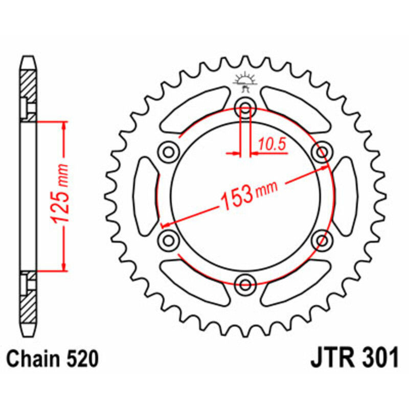 Corona de acero JT SPROCKETS 40 dientes, paso 520 para HONDA CRF 250 L, CRF 250 L ABS, XR 600, XR 650, XR 650 L de 1991 a 2025