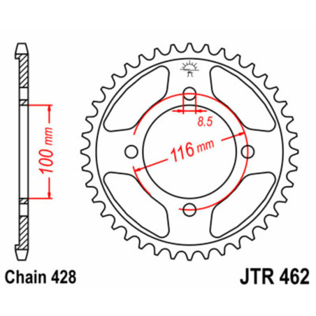 JT SPROCKETS Kettenrad Stahl 50 Zähne, Teilung 428 für KAWASAKI KLX 140, KLX 140 L, KX 100, KX 80, KX 85 1986-2027