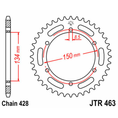Corona de acero JT SPROCKETS paso 428 para KAWASAKI KMX 125, KMX 200 de 1986 a 2002