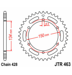 Couronne acier JT SPROCKETS pas 428 pour KAWASAKI KMX 125, KMX 200 de 1986 à 2002