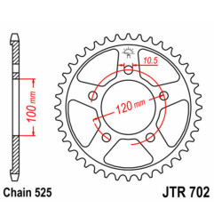 Couronne acier JT SPROCKETS pas 525 pour APRILIA CAPONORD 1200, CAPONORD 1200 RALLY, DORSODURO 750 de 2008 à 2018