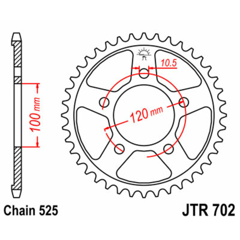 Couronne acier JT SPROCKETS pas 525 pour APRILIA CAPONORD 1200, CAPONORD 1200 RALLY, DORSODURO 750 de 2008 à 2018 Couronne acier JT SPROCKETS pas 525 pour APRILIA CAPONORD 1200, CAPONORD 1200 RALLY, DORSODURO 750 de 2008 à 2018