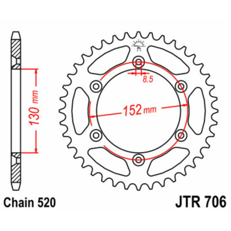 JT SPROCKETS steel rear sprocket 48T, 520 pitch for APRILIA MXV 450, RXV 450, RXV 550, SXV 450, SXV 550 2005-2017