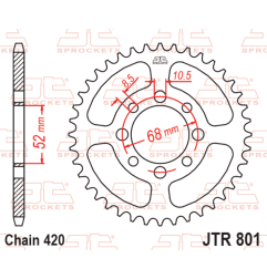 JT SPROCKETS steel rear sprocket 420 pitch for SUZUKI DRZ 110, LT 50 QUADRUNNER 2WD, TS 50 ERK, TS 50 XK and KAWASAKI KLX 110