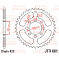 Corona de acero JT SPROCKETS paso 420 para SUZUKI DRZ 110, LT 50 QUADRUNNER 2WD, RM 50, TS 50 ERK, TS 50 XK y KAWASAKI KLX 110