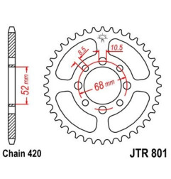 JT SPROCKETS steel rear sprocket 420 pitch for SUZUKI DRZ 110, LT 50 QUADRUNNER 2WD, TS 50 ERK, TS 50 XK and KAWASAKI KLX 110