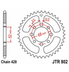 Corona de acero JT SPROCKETS 34 dientes, paso 428 para KAWASAKI KD 80, KE 100 y SUZUKI JR 80, RM 80, TS 80 X de 1980 a 2004