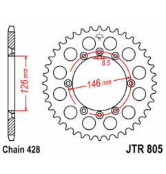 JT SPROCKETS Kettenrad Stahl 50 Zähne, Teilung 428 für SUZUKI DR 125 SM, TS 125, TS 125 X 1984-2010