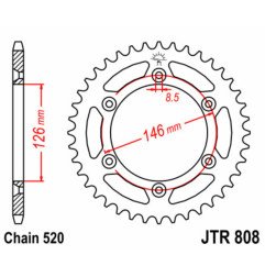 JT SPROCKETS steel rear sprocket 520 pitch for SUZUKI DR-Z 400 S, DR-Z 400 SM, DRZ 400, RMZ 250, RMZ 450 and KAWASAKI KLX 400