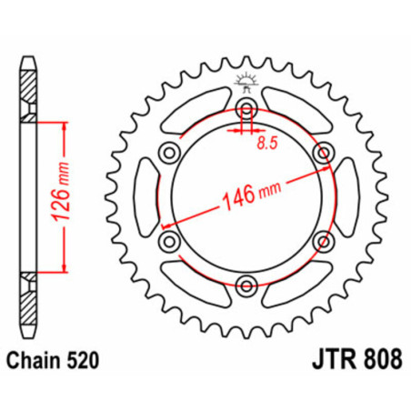JT SPROCKETS steel rear sprocket 520 pitch for SUZUKI DR-Z 400 S, DR-Z 400 SM, DRZ 400, RMZ 250, RMZ 450 and KAWASAKI KLX 400