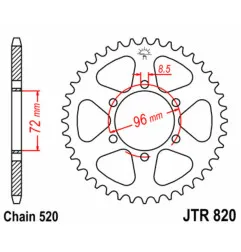 JT SPROCKETS Kettenrad Stahl 42 Zähne, Teilung 520 für HUSQVARNA WR 125, GAS GAS EC 200, BETA RR 525 und SUZUKI DR 250 S