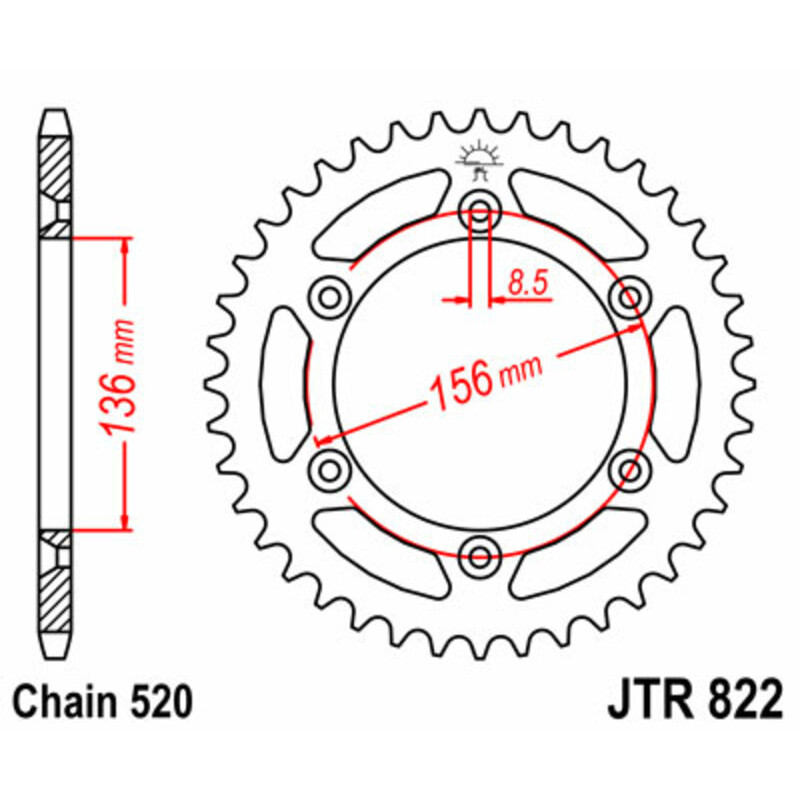 JT SPROCKETS steel rear sprocket 520 pitch for HUSQVARNA WR 125, GAS GAS EC 200, SUZUKI DR 250 S and SHERCO SE 125 1977-2023 JT SPROCKETS steel rear sprocket 520 pitch for HUSQVARNA WR 125, GAS GAS EC 200, SUZUKI DR 250 S and SHERCO SE 125 1977-2023