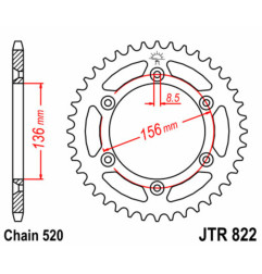 JT SPROCKETS steel rear sprocket 520 pitch for HUSQVARNA WR 125, GAS GAS EC 200, SUZUKI DR 250 S and SHERCO SE 125 1977-2023