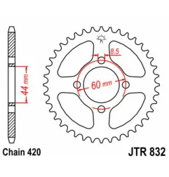 JT SPROCKETS steel rear sprocket 420 pitch for YAMAHA CHAPPY 50, DT 50, DT 50 MX, TY 50, TY 50 M 1975-2007