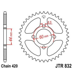 JT SPROCKETS Kettenrad Stahl Teilung 420 für YAMAHA CHAPPY 50, DT 50, DT 50 MX, TY 50, TY 50 M 1975-2007
