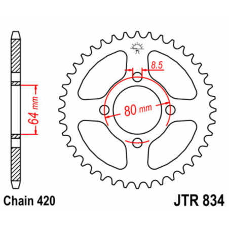 Corona de acero JT SPROCKETS 32 dientes, paso 420 para YAMAHA CHAPPY 50, PW 80, TTR 110, TTR 50 de 1980 a 2027