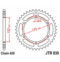 Corona de acero JT SPROCKETS paso 428 para YAMAHA DT 125, DT 125 RE, TDR 125, WR 125, WR 125 X de 1988 a 2026
