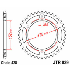 JT SPROCKETS steel rear sprocket 428 pitch for YAMAHA DT 125, DT 125 RE, TDR 125, WR 125, WR 125 X 1988-2026