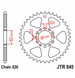 Couronne acier JT SPROCKETS pas 520 pour YAMAHA XT 250, YZ 100, YZ 125 de 1977 à 1987