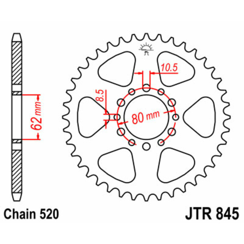 JT SPROCKETS Kettenrad Stahl Teilung 520 für YAMAHA XT 250, YZ 100, YZ 125 1977-1987