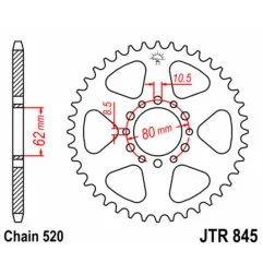 Corona de acero JT SPROCKETS paso 520 para YAMAHA XT 250, YZ 100, YZ 125 de 1977 a 1987