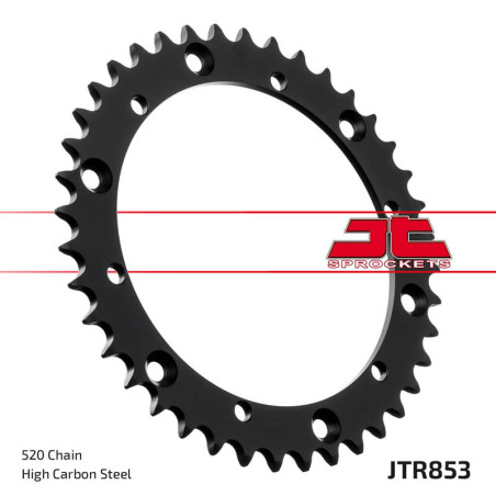 Corona de acero JT SPROCKETS paso 520 para YAMAHA YFM 350 WARRIOR 2WD, YFS 200 BLASTER 2WD, YFZ 350 BANSHEE 2WD, YZ 125, YZ 250