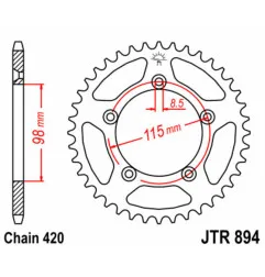 Corona de acero JT SPROCKETS paso 420 para KTM SX 60, SX 65 y HUSQVARNA TC 65 de 1998 a 2024