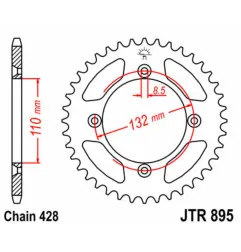 Couronne acier JT SPROCKETS pas 428 pour KTM SX 105, SX 85, HUSQVARNA TC 85 et GAS GAS MC 85 de 2004 à 2025