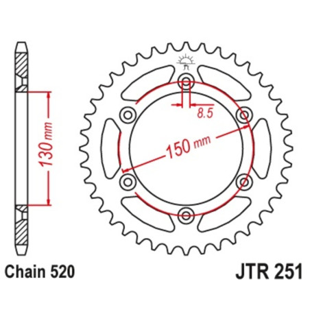 Corona de acero JT SPROCKETS paso 520 para YAMAHA YZ 125, FANTIC XE 125, HONDA XR 250 y RIEJU MARATHON 250 de 1980 a 2027