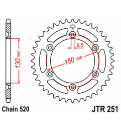 JT SPROCKETS Kettenrad Stahl Teilung 520 für YAMAHA YZ 125, FANTIC XE 125, HONDA XR 250 und RIEJU MARATHON 250 1980-2027