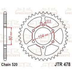 Couronne JT SPROCKETS pas 520 pour CF MOTO CL-X 700 ADVENTURE, CL-X 700 SPORT, GT 650, MT 650, NK 650 et POLARIS TRAIL BOSS 325